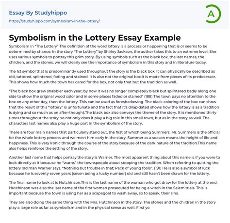 symbolism in the lottery essay.